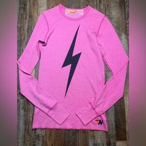Aviator Nation Pink Lightning Bolt Thermal Top